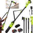 Roof Gutter Cleaning from The Ground 93 in, Leaf Blowers Cordless with 2 Batteries 21V, 580CFM/180MPH Gutters Cleaning Tool with Adjustable Pole, Gutter Cleaner with Adjustable Shoulder Strap, Charger