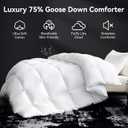 L LOVSOUL 75% Goose Down Fiber Comforter Queen Size, 850+ Fill Power Hotel Style Bedding Comforter, 1200TC, Fluffy Ultra Soft All Season White Duvet Insert with 8 Corner Tabs
