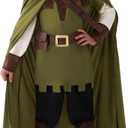 Spooktacular Creations Halloween Child Boy Robin Hood Elegant Archer Costume, Toddlers Hunter Outfit for Kids Role Play Party (Toddler(3-4 yrs))
