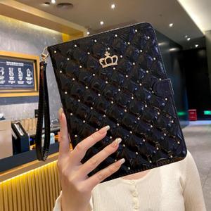 Case for Galaxy Tab A9+/A9 Plus 11 inch 2023, Glitter Sparkly PU Leather Crown Bling Folio Cover with Pencil Holder Multiple Viewing Angles (SM-X210/X216/X218) Auto Wake/Sleep (Black)