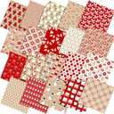 HunnmingRe 20 Pcs 10''x10'' Christmas Quilting Fabric Square Hot Cocoa Santa Candy Cane Snowman Quiltted Fabric Bundle Red Precuts Printed Patchwork Supplies for Holiday DIY Sewing Craft