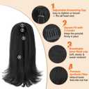 Drawstring Ponytail Extension for Black Women 14 Inch Yaki Kinky Straight Ponytail Flick Style Hairpiece Synthetic Natural Black Rafabcici