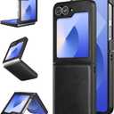 Foluu for Samsung Galaxy Z Flip 6 5G Case, Galaxy Z Flip 6 Leather Case, PU Leather + Hard PC Shell Ultra Thin Slim Durable Protective Phone Case Cover for Samsung Galaxy Z Flip6 5G 2024 (Black)