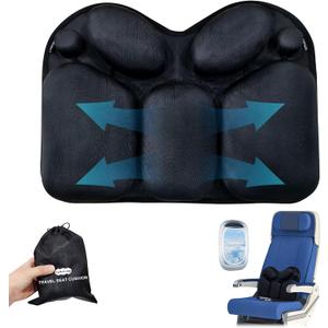 Lumbar Pillow with Air Pump, Travel Inflatable Pillow for Lumbar and Lower Back Pain Relief, Essential Lumbar Support Pillow for Airplane Travel, Car, Office Chair (Black)