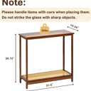 Bamboo Narrow Console Table, 31.5"(L) Wood Small Entryway Table with Rattan and Glass, Accent Slim Hallway Tables, Thin Sofa Side Tables for Hallway, Living Room, Bedroom, Foyer, Walnut, 31.5" x 10.24" x 29.72"