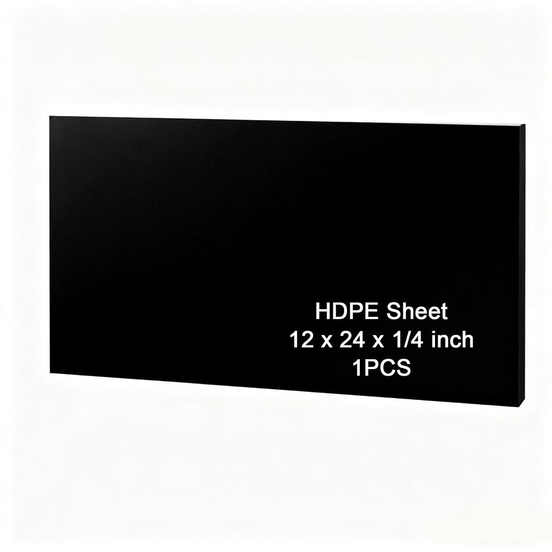 HDPE Sheet 1/4-12" x 24" High Density Polyethylene Sheets with Protective Film 1/4 Thick HDPE Plastic Sheet Board Solid Plastic Block for Flat Panel DIY Projects Machining Home (Black)