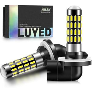 2000 Lumens Super Bright 4014 51-EX Chipsets 881 886 889 H28 888 894 896 898 LED Bulbs with Projector for Fog Lights,Xenon White,Pack of 2