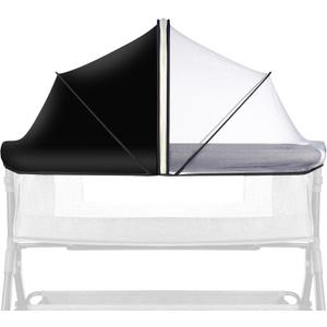 Bassinet Net Cover for Baby to Keep Insects/Bugs/Cats Out, Mosquito Net for Bassinet to Block Light with Two-Way Zippers, Breathable Mesh Holes, Ink-Shadow White