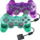 2 Pack P-S3 Wireless Controller P3 Controller Wireless Bluetooth Gamepad with USB Charger Cable for P-S3 Console (Clear Purple +Clear Green)