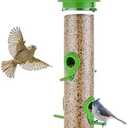TrampgiK Bird Feeder Premium Hard Plastic for Wild Bird Feeders for Outdoors, Tube Bird Feeders for Outdoors Hanging,14 Inch 6 Port Lawn,Pack of 1