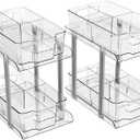 Yieach 2-Tier Bathroom Cabinet Organizer, 12.8" Tall Medicine Cabinet and Under Sink Organizers, Clear Pull-Out Storage for Pantry and Kitchen (Medium-Set of 2)