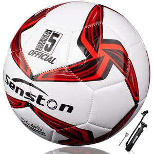 Senston Soccer Ball Size 5 with Pump - Official Match Football Soccer Ball for Adults (red)