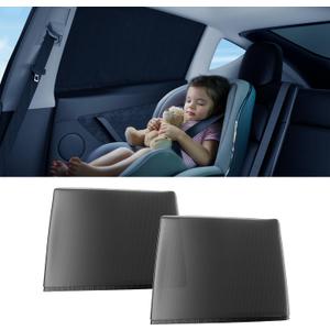 [Upgraded] DMJN Car Window Shade for Baby, [Nano-Ice-Crystal Coating] Efficient Block UV & Scorching Sun, Easy to Install Side Automobile Privacy Shade for Back Window - Universal Fit (Large)