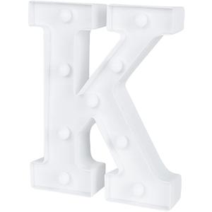 Restaurantware Illumify 6.9 x 1.2 x 8.7 Inch Light Up Letter 1 Durable Marquee LED Light - Letter K Touchproof White Plastic Party Light Keyhole Slot For Parties Weddings Or Special Events