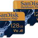 SanDisk 128GB 2-Pack Outdoors FHD microSDXC UHS-I Memory Card (2x128GB) with SD Adapter - Up to 150MB/s, Full HD, C10, U1, V10, A1, Trail Camera Micro SD Card - SDSQUBC-128G-GN6VT