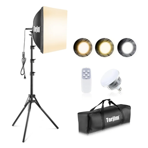 Torjim Softbox Photography Lighting Kit, 16'' x 16'' Professional Softbox Lighting Kit with 85W 3000-7500K LED Bulbs, Studio Lights for Photography/Video Recording/Live Streaming/Portraits Shooting