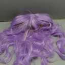 Lativ Purple Wavy Wig With Bangs for Women Curly Wavy Long Wigs Natural Looking Heat Resistant Synthetic Fiber for Party Cosplay Daily Use 26 Inches