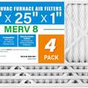 LotFancy 14x25x1 Air Filter MERV 8, 4-Pack, Actual Size: 13.75"x24.75"x0.75", Electrostatic Pleated Furnace & AC Filter, Captures Dust, Pet Hair, Pollen