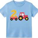 Tstars Farm Tractor 2nd 3rd Birthday Shirt for Toddler Boys or Girls - Gift Tee for 2 3 Year Old - Kids Bday Party Outfit (Blue)