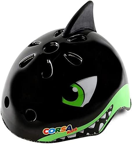 Kids Toddler Bike Helmet, Adjustable and Multi-Sport for Child Boys and Girls, 2 Sizes (Medium: 54-58 cm / 21.3"-22.8", Shark(Black))