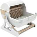Le you pet semi-automatic quick cleaning cat litter box, Luxury cat toilet(white / milk brown)