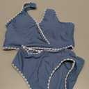 KANGKANG Girls Swimsuit Bikini Set, Teen Swimsuits for Girls 13-14 Solid Color V-Neck Two Piece Bathing Suit with Chest Pad Adjustable Straps Swimwear Set, Size 13-14