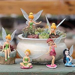 6Pcs Set Miniature Fairies Figurines Accessories, Planter Pot Hanger Decorations Fairies Flower Pot Plastic Fairy Garden Figurines Angel Accessories Ornaments for Outdoor Decor