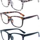 3 Pack Bifocal Reading Glasses for Women Men Bi-focal Readers PC Frame Fixed Hinge Dual Focal Clear Top Eyewear,+1.50