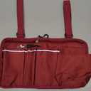 FINPAC Wheelchair Side Storage Bag w/ Cup Holder, Wheelchair Armrest Accessories Pouch with Pen Slot and Reflective Strips for Power Walkers, Rollators, Seniors - Burgundy