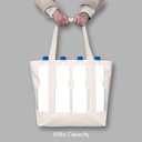 TOPDesign 1-Pack Canvas Tote Bag with an External Pocket, Reusable Grocery Shopping Bag, Top Zipper Closure, Daily Essentials (Natural)