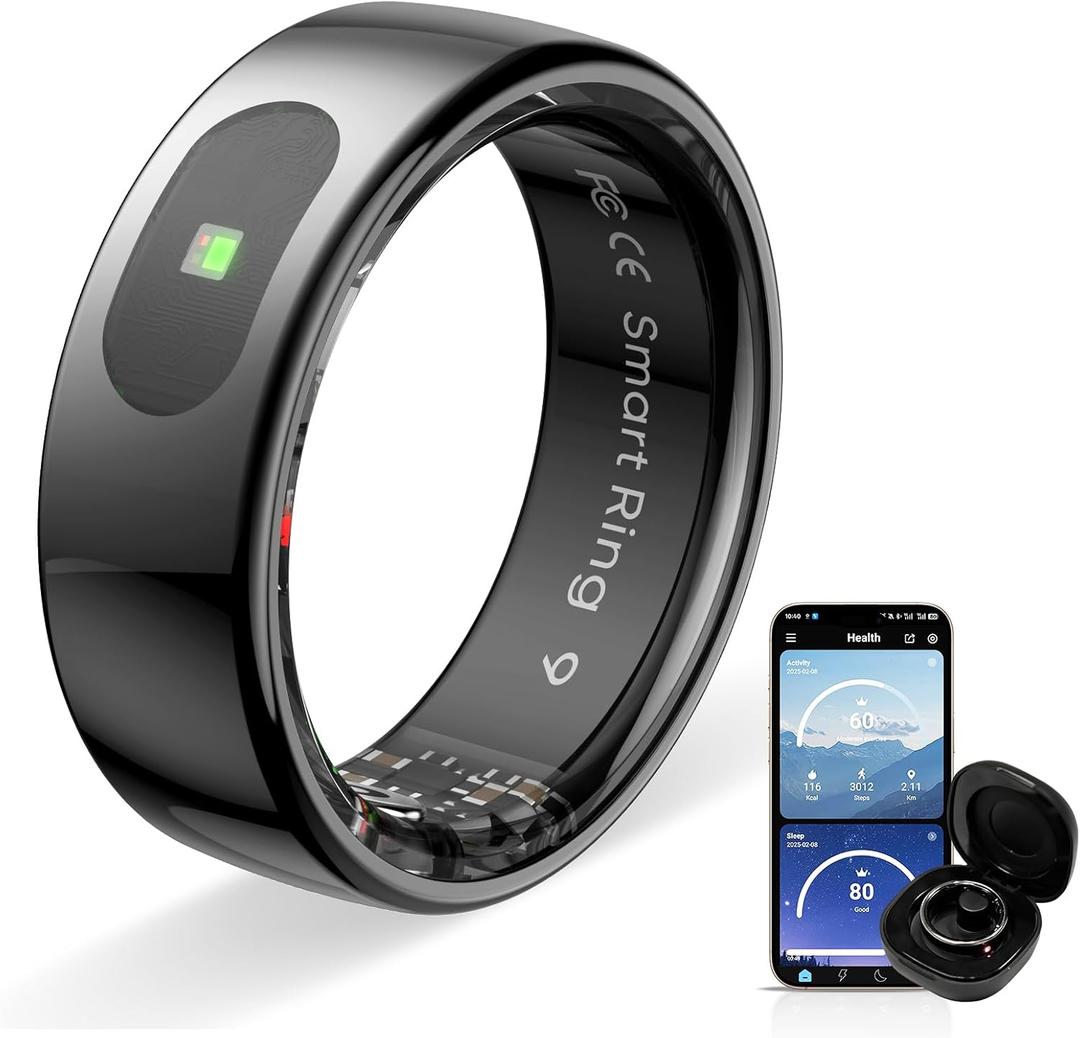 Touch Smart Ring Upgraded Version Health Ring Pro, with Bluetooth Remote Control and Motion Detection, 10ATM Waterproof Fitness Tracker for Men and Women Daily use (Black Touch, 10)