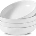 Pasta Bowls Set of 4, Stoneware 34 oz Salad Bowls, Ceramic Bowl Plates for Pasta, Salad, Fruit, Cereal, Soup, Wide Shallow Bowls, Microwave & Dishwasher Safe, Matte White