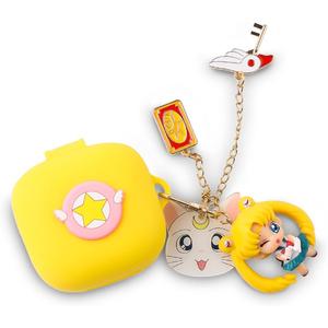 Case for Beats Fit Pro Earbuds, Suublg Cartoon Silicone Charging Case Protective Cover with Cute Doll Keychain Anti-Lost Lanyard for Beats Fit Pro Wireless Headphones, SailorMoon