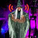 Halloween Animatronics Motion Activated 6Ft Creepy Hanging Witch with Light-up Eyes Halloween Decoration Outdoor Haunted House Prop Décor Indoor 2025 Update