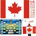 2026 Soccer Fan Accessories with Large 3 x 5 ft Flag, World Cup Bracket Poster, Stickers, Marker & Bracelet, World Cup Decorations Fan kit for Soccer Watch Party, Stadium and Home Cheering(Canada)
