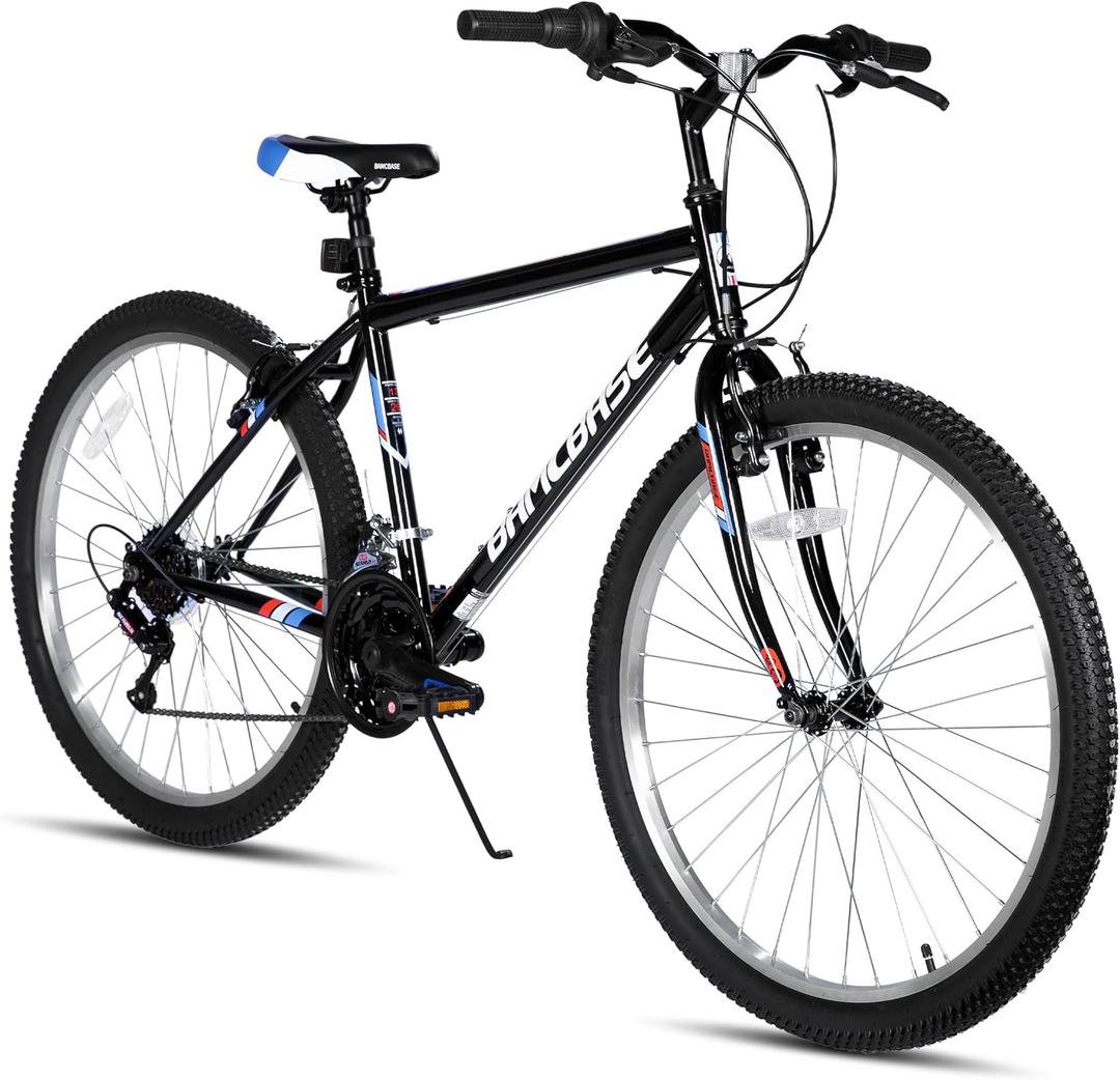 HILAND 26 inch Mountain Bike for Men Women, 18 Speeds High-Carbon Steel Frame, Sport Cycling MTB Bicycle for Adult (black)