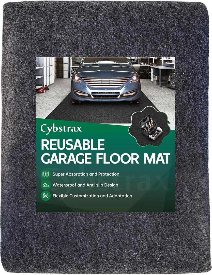 Oil Spill Mat - 20' x 7'4" Absorbent Oil Garage Floor Mat for Under Car - Protect Driveway from Drips, Spills, Stains, Reusable & Durable Garage Floor Protection Mat with Waterproof Backing