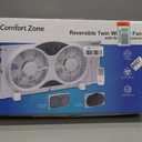 Comfort Zone Window Fan for Bedroom, 9 inch 3 Speed Dual Fans with Auto-Locking Expanders, 3 Modes (Cool, Circulate, Exhaust), Remote Control, Fabric Cover plus Bug Screen, White
