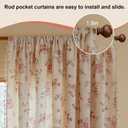 OYX Pink Boho Floral Curtains 63 Inch Long 2 panels, French Vintage Farmhouse Patterned Decor Window Drapes With Tassels, Girls Semi-Sheer Light Filtering For Bedroom Living Room (Rod Pocket, 52Wx63L)