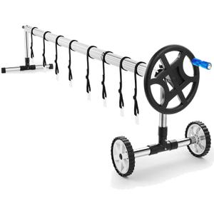 Aluminum Solar Swimming Inground Pool Cover Reel Set (14FT, Blue)