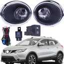 One Set Fog Light Lamps Compatible With Nissan Rogue Sport 2017-2019 With Covers + Switch + Wiring Kit Replaces 62256-6MA0A NI1039156 62257-6MA0A NI1038156 261508990B 261508993B