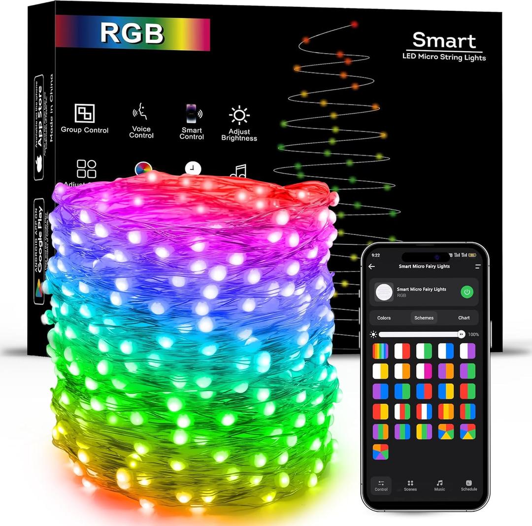 Brizled Smart RGB Color Changing Christmas Fairy Lights Pro, 66FT 200 LED Red Valentine String Lights/Green St. Patrick's Day Lights App & Voice Controlled, Music Sync Work with Google Home Alexa