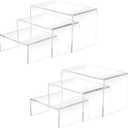 Cerpourt 2 Sets Acrylic Display Risers(3",4",5") Clear Product Stand,Cupcakes Holder Dessert Transparent Showcase Stands, Candy Bar Risers, Lifts for Figures