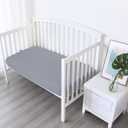 Biloban Crib Sheets Girl Fitted, 2 Pack Crib Sheet Fits for Standard Crib Mattress, Neutral Toddler Bed Sheets for Baby Boys, Grey & Pink, 52X 28