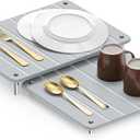 SpaceAid 2 Pack Stone Dish Drying Mats for Kitchen Counter, Expandable Absorbent Rack Dish Pad, Quick Dry Diatomaceous Earth Dishes Mat Tray, Absorbing Sink Stone Mat Board (Light Gray) (15.8"L x 11.8"W)