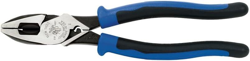 Klein Tools J2000-9NECRTP Side Cutter Linemans Pliers, Made in USA, with Tape Pulling and Wire Crimping, High Leverage, 9-Inch