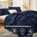 Bedsure Tufted Boho Comforter Set Twin Size - Navy Boho Bed Set, GentleSoft™ 2 Pieces Farmhouse-Style Embroidery Bedding, Gifts for Woman, Soft Jacquard Twin Comforter for All Seasons