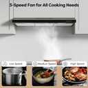 CIARRA 36 Inch Under Cabinet Range Hood, Kitchen Stove Vent for Home Cooking, 300CFM Ductless Ducted Convertible, 3 Speed Exhaust, 5-Layer Aluminum Filters & 2 LED Lights