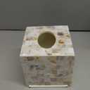 Milano Tissue Box Cover Square – Decorative Tissue Holder for Bathroom - Beautiful Natural Mother of Pearl Capiz Shells Tissue Box Holder - Cube Tissue Box Cover with Durable Bottom Slider