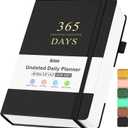 Daily Planner Undated, Planners 2026-2027, 365 Day Planners, Work Planner for Men, Hourly Planner Notebook for Goal Setting, Appointment Agenda, Hardcover, Start Anytime, A5, Black